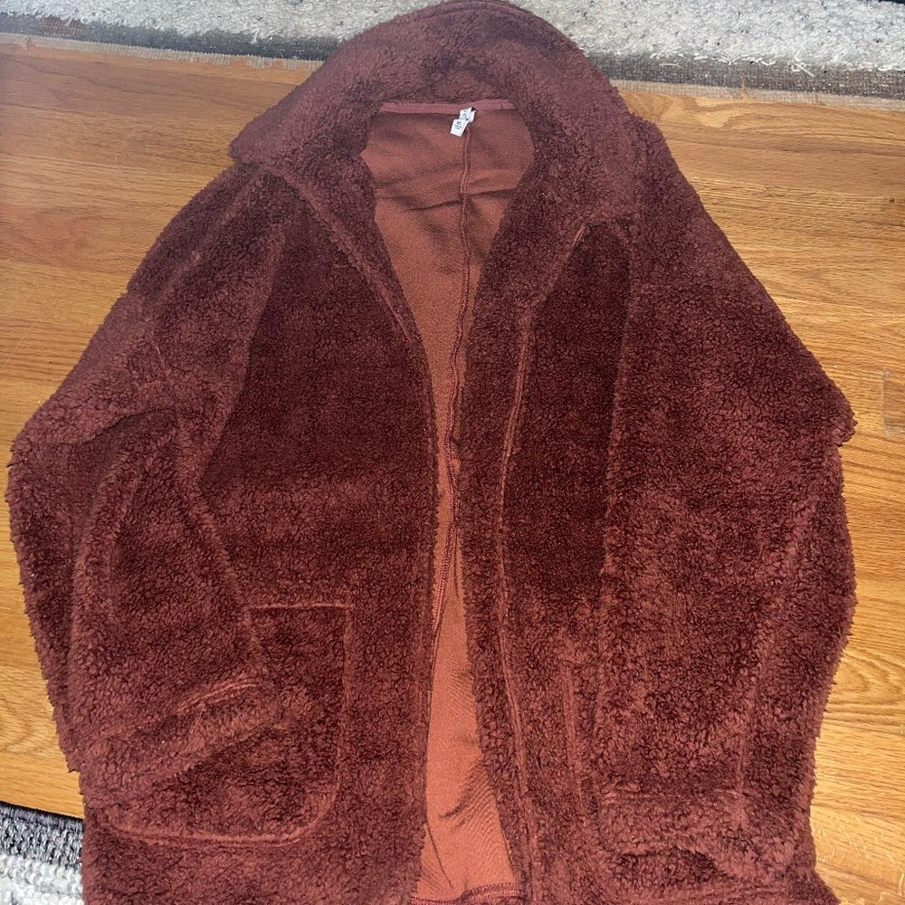 Womens Burnt Orange Oversized Teddy bear coat